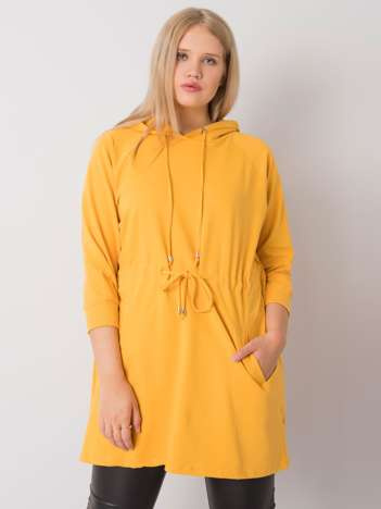 Żółta bluza plus size z kapturem Norina