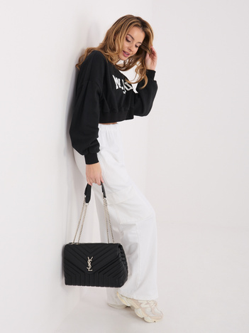 Ecru dresowe spodnie cargo z prostą nogawką