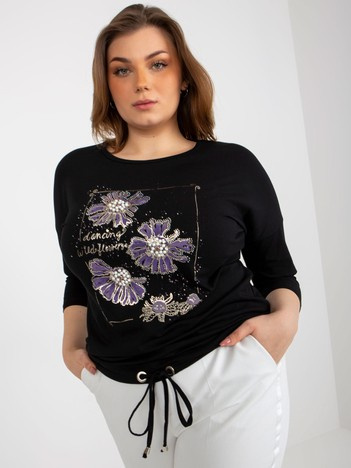 Czarna damska bluzka plus size ze ściągaczem