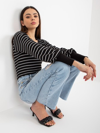 Czarno-biała prążkowana bluzka w paski BASIC FEEL GOOD