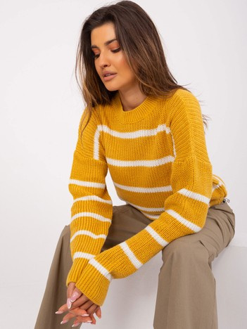 Ciemnożółty damski sweter oversize z wełną