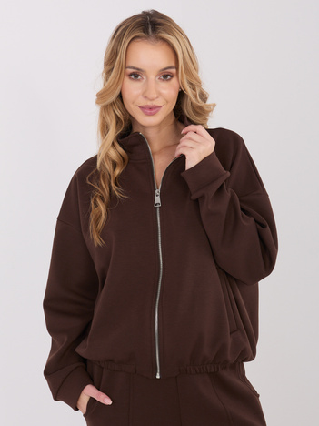 Ciemnobrązowa rozpinana bluza baloon z kieszeniami