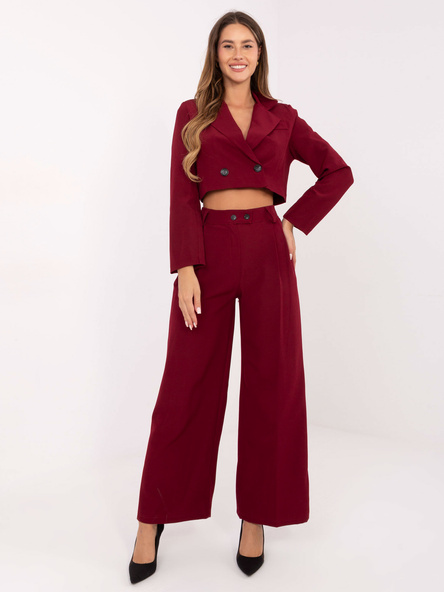 Bordowy elegancki komplet w jednolitym kolorze RUE PARIS