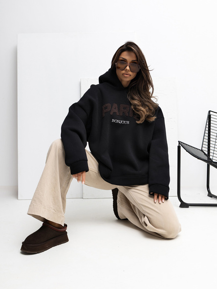 Bordowa dresowa bluza z napisem Paris RUE PARIS