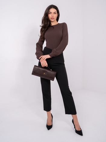 Czekoladowa bluzka w prążek RUE PARIS