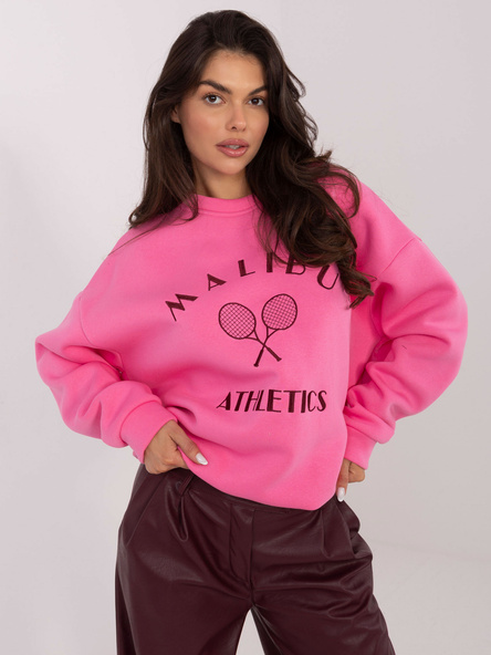 Różowa dresowa bluza oversize bez kaptura