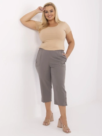 Ciemnoszare rybaczki plus size z guzikami na nogawkach