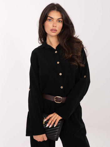 Czarna sztruksowa koszula z długim rękawem