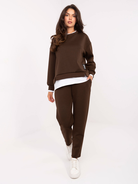 Ciemnobrązowy przyjemny w dotyku komplet damski