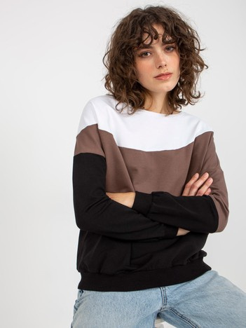 Biało-czarna bawełniana bluza basic bez kaptura