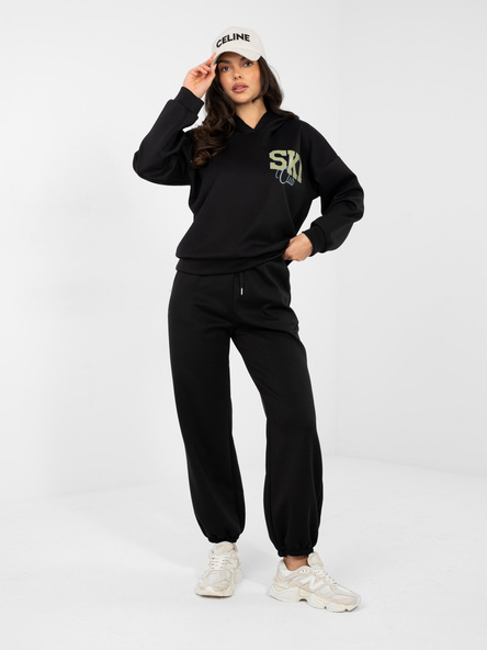 Czarny dresowy komplet z miękkiego materiału RUE PARIS