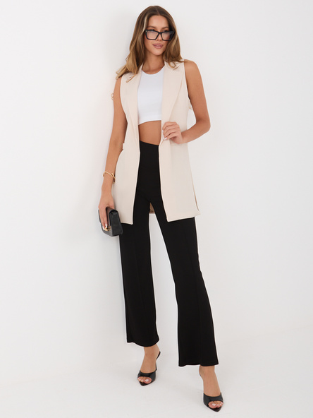 Kremowa elegancka kamizelka z rozcięciami RUE PARIS