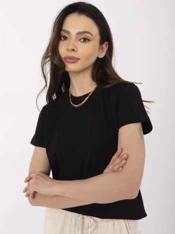 Czarny t-shirt o dopasowanym kroju BASIC FEEL GOOD