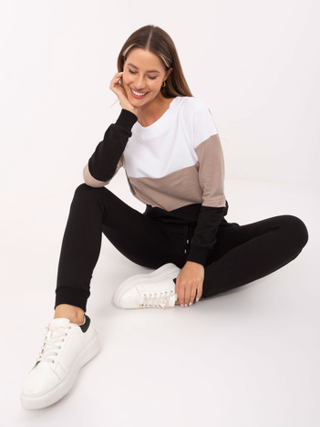 Beżowo-czarny dwuczęściowy komplet basic RUE PARIS