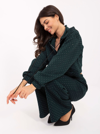 Ciemnozielony komplet z rozpinaną bluzą RUE PARIS