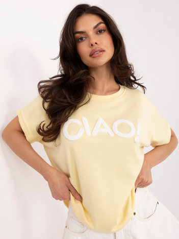 Jasnożółta damska bluzka z krótkim rękawem RUE PARIS