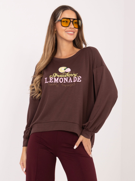 Czekoladowa asymetryczna bluza bez kaptura  RUE PARIS