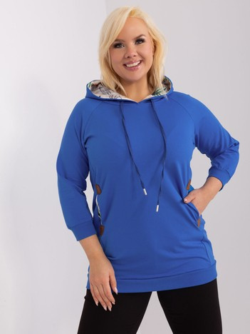 Ciemnoniebieska damska bluza plus size z kapturem