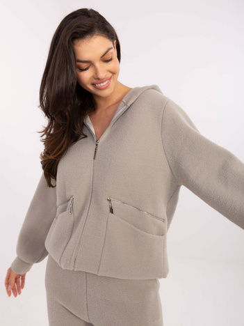 Szary swetrowy komplet z domieszką wełny