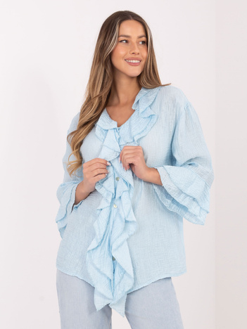 Jasnoniebieska damska koszula boho na lato