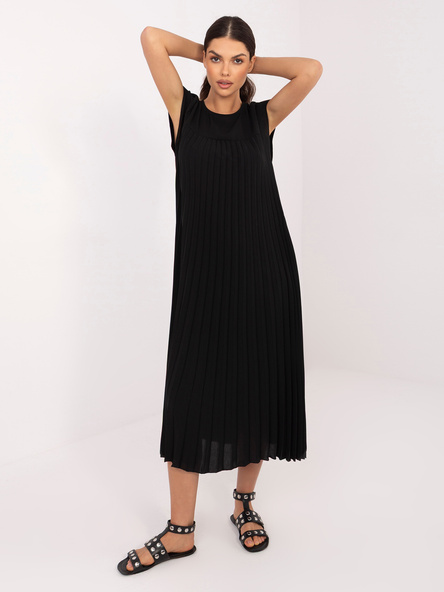 Czarna koktajlowa sukienka z kieszeniami RUE PARIS