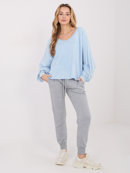 Jasnoniebieska bluzka oversize z bufiastym rękawem