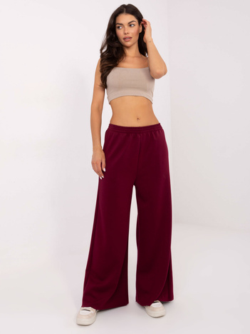 Bordowe dresowe spodnie bez zapięcia