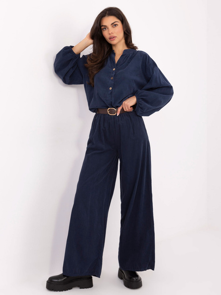 Granatowe sztruksowe spodnie od kompletu