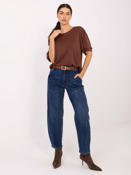 Ciemnoniebiekie jeansowe spodnie baloon fit