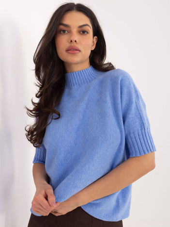 Niebieski damski sweter z golfem