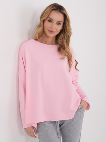 Jasnoróżowa damska bluza oversize bez kaptura
