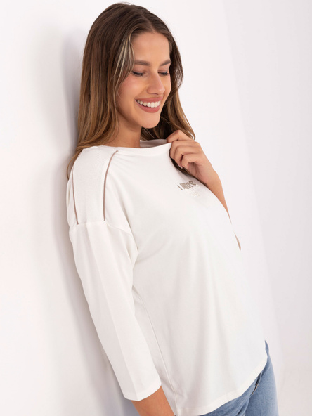 Ecru casualowa bluzka z napisem