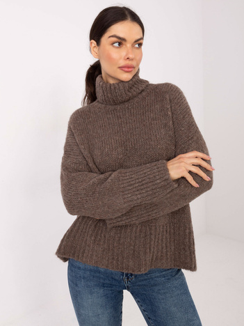 Fango sweter golf w jednolitym kolorze