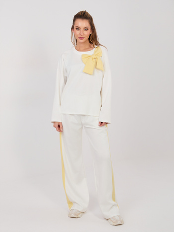Ecru dwuczęściowy komplet z kokardą RUE PARIS