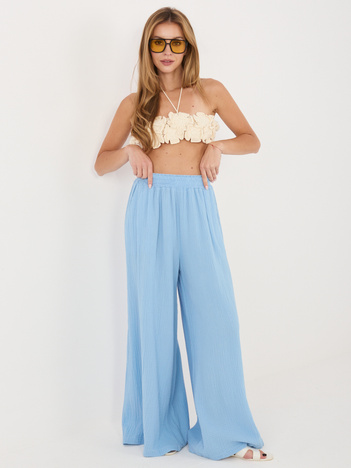 Jasnoniebieskie muślinowe spodnie palazzo