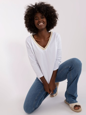 Biała bluzka oversize z rękawem 3/4 RUE PARIS