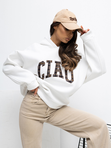 Ecru bluza z kontrastowym napisem RUE PARIS