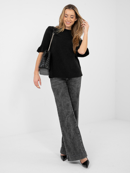 Czarny damski sweter z domieszką alpaki