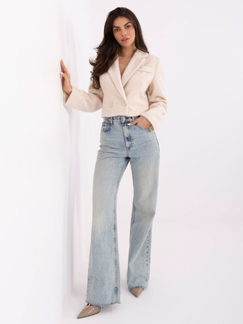 Ecru płaszcz z dwurzędowym zapięciem RUE PARIS