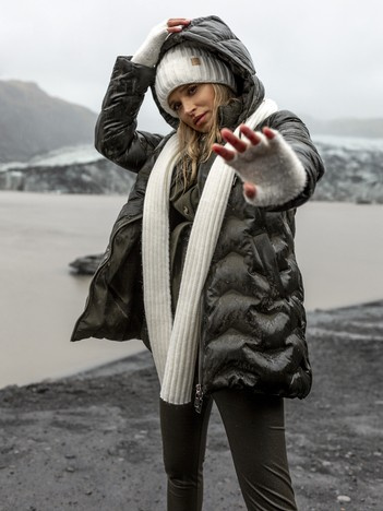 Ecru komplet zimowy z czapką i szalikiem Rubby RUE PARIS