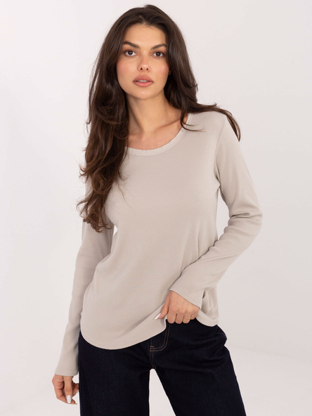 Beżowa bluzka longsleeve w prążek