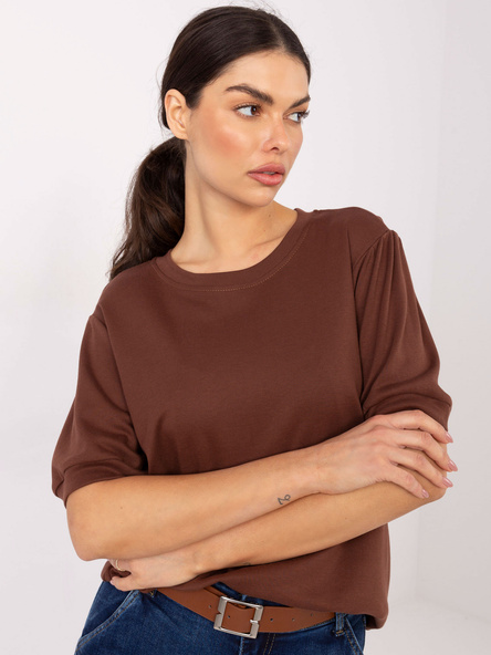 Brązowa bluzka basic z krótkim rękawem