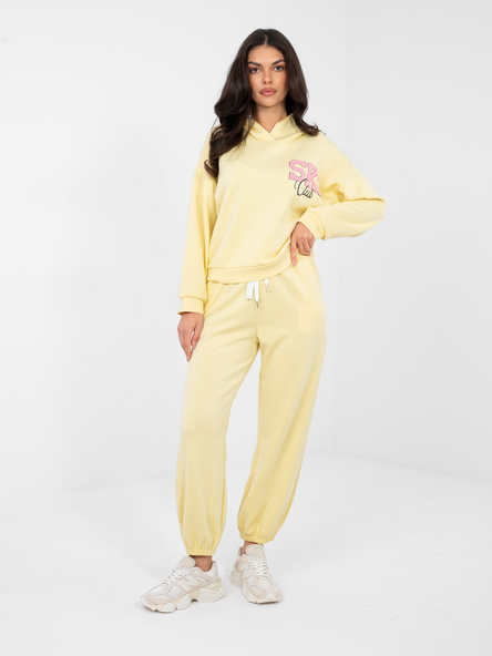 Pastelowy żółty dresowy komplet z bluzą z kapturem RUE PARIS