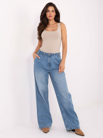 Niebieskie jeansy z szeroką nogawką SUBLEVEL