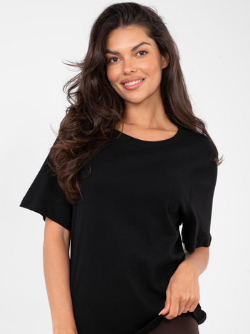 Czarny bawełniany t-shirt basic RUE PARIS