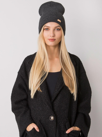 Ciemnoszara dzianinowa czapka beanie RUE PARIS