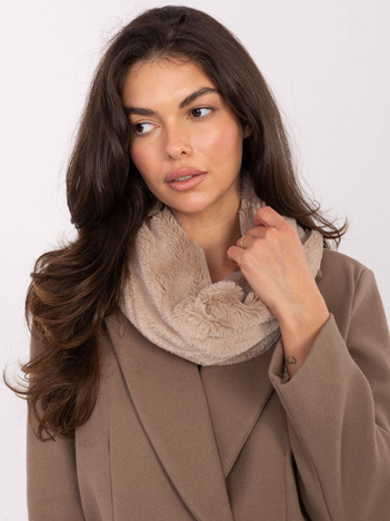 Ciemnobeżowy futrzany komin damski