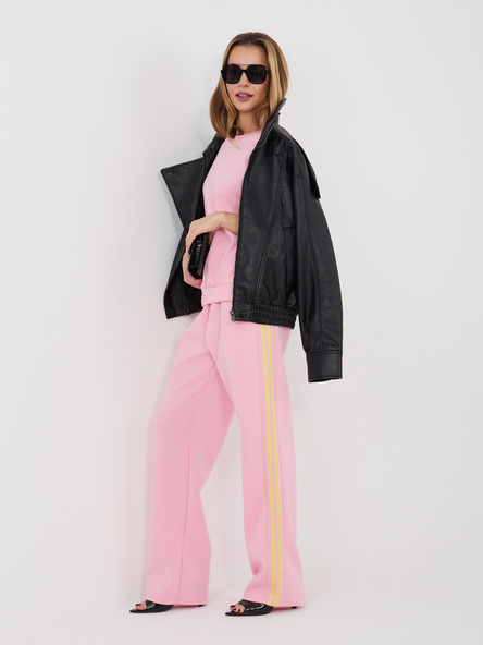 Różowe dresowe spodnie z prostą nogawką RUE PARIS