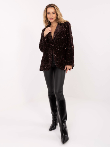 Ciemnobrązowa wizytowa marynarka z cekinami RUE PARIS