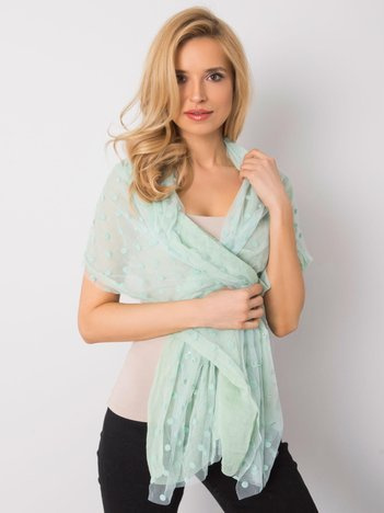 Miętowa chusta w grochy